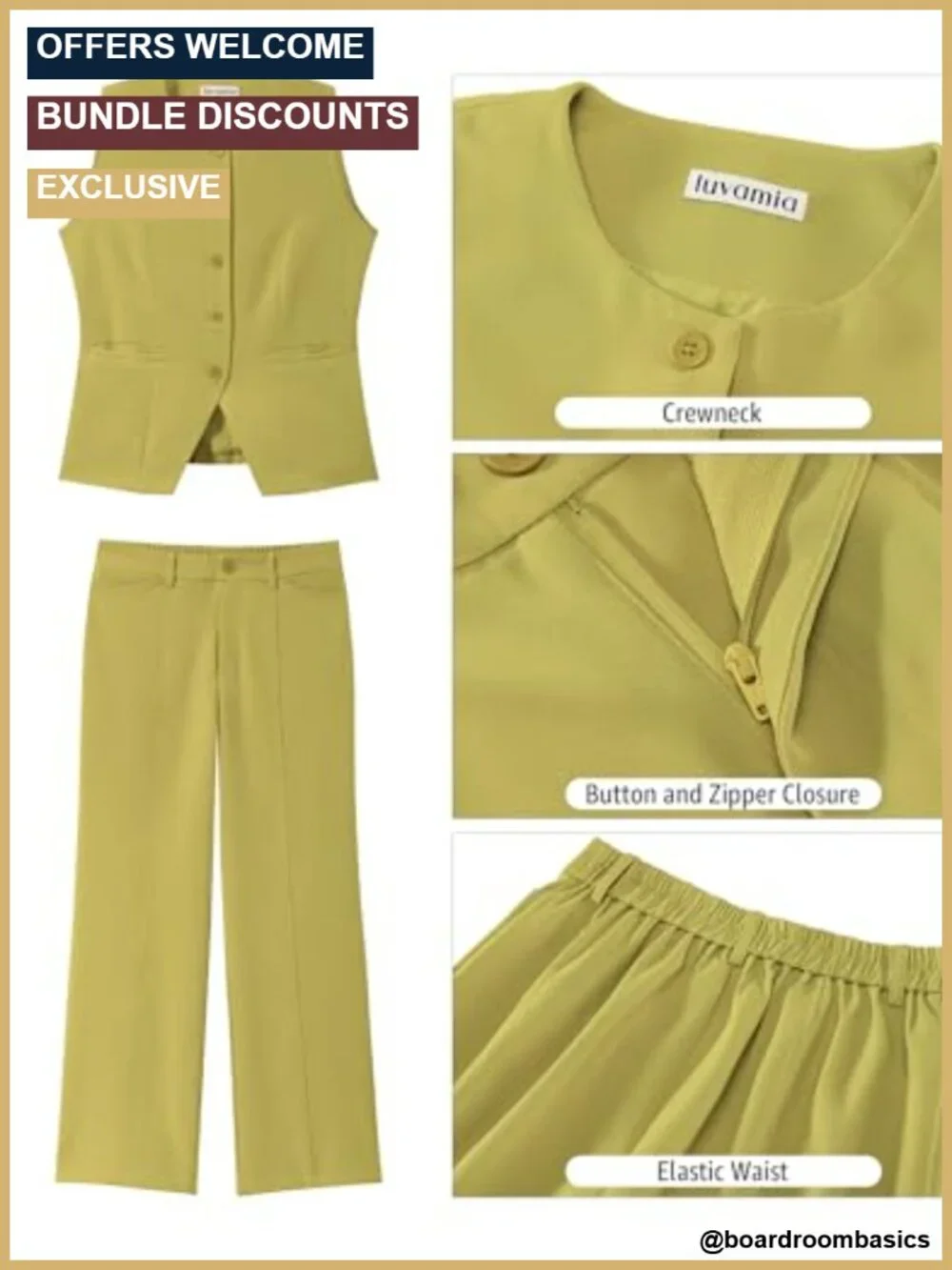 Vest Pantsuit 2 Piece Business Casual Work Outfit Women
